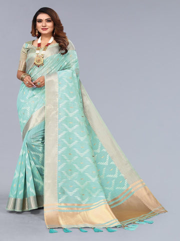 Ethnic Motifs Zari Woven Design Banarasi Saree
